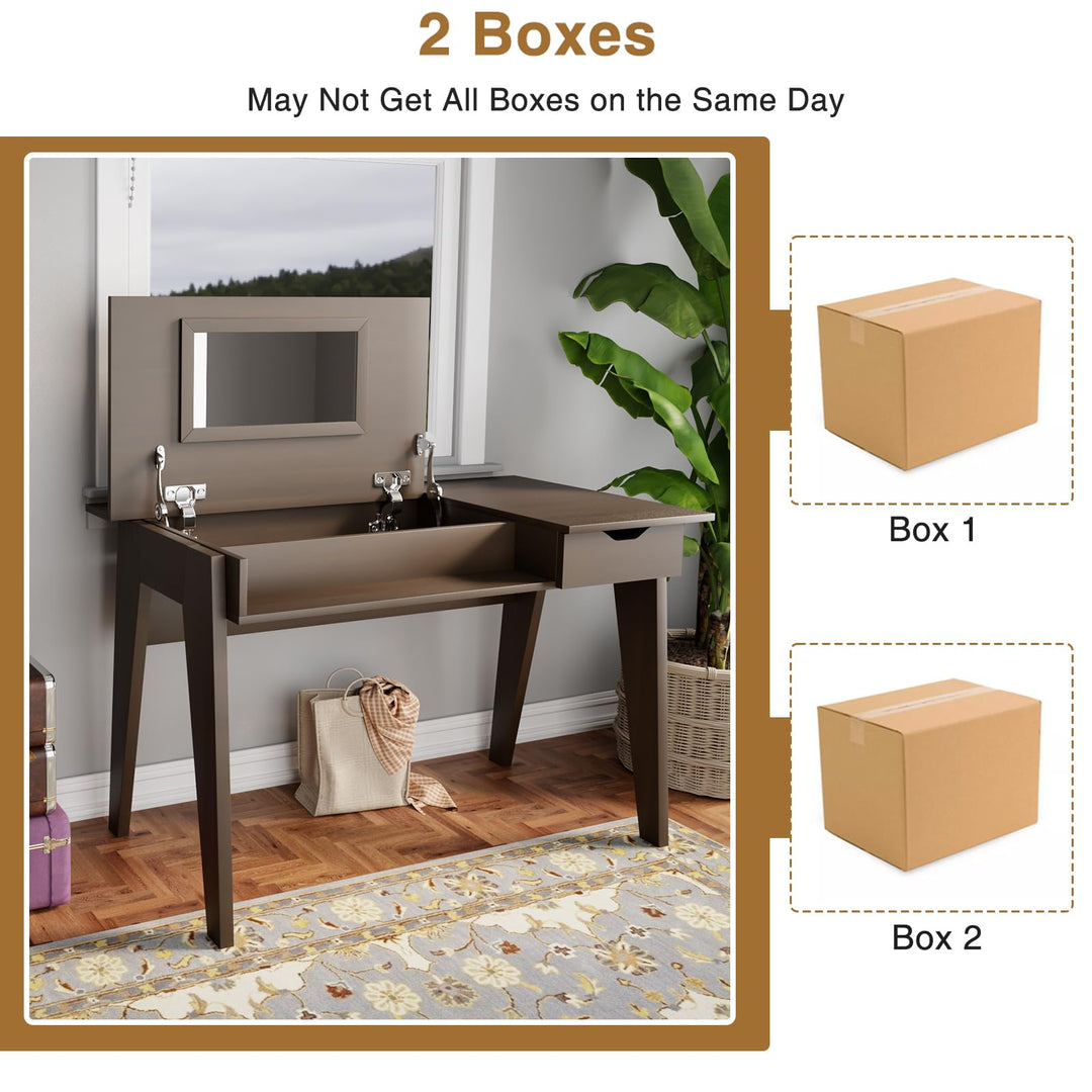 CHARMAID Vanity Table with Flip Top Mirror, 48&