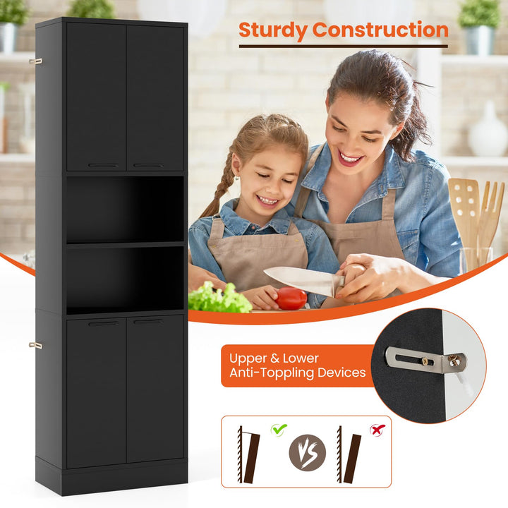 Giantex Kitchen Pantry Cabinet, 75” Tall Freestanding Cupboard with Doors &amp; Shelves