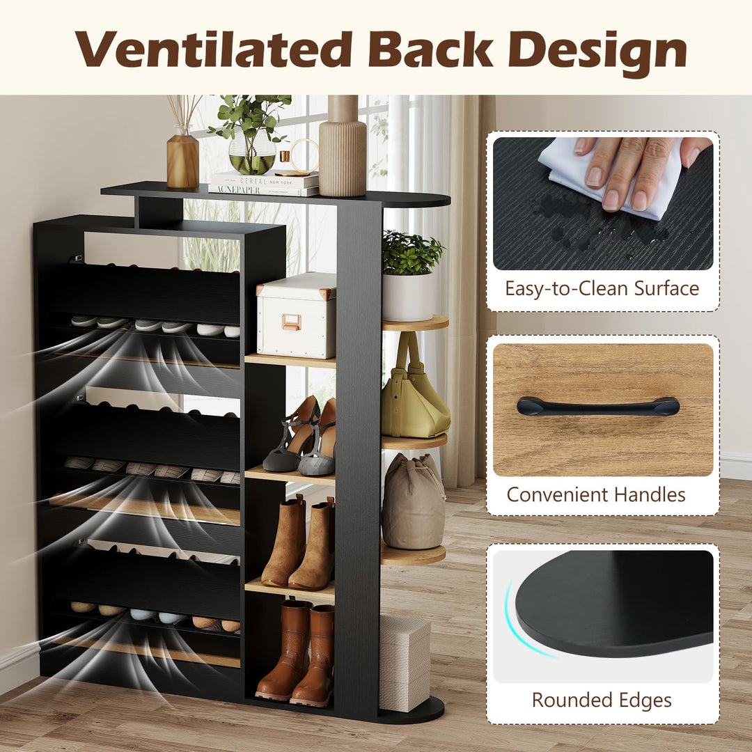 Giantex Shoe Cabinet with 3 Flip Drawers