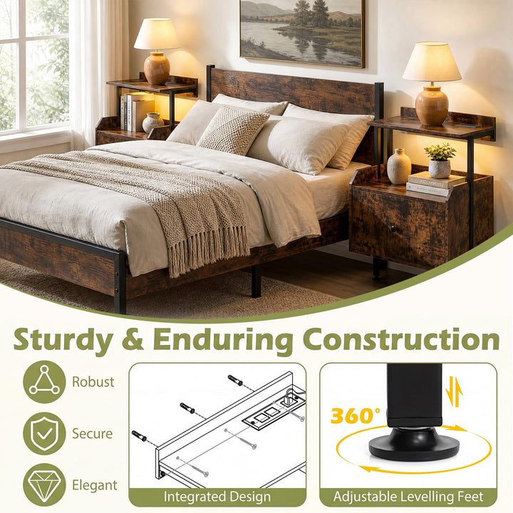 Giantex Nightstand w/Charging Station &amp; LED Light (1/2)