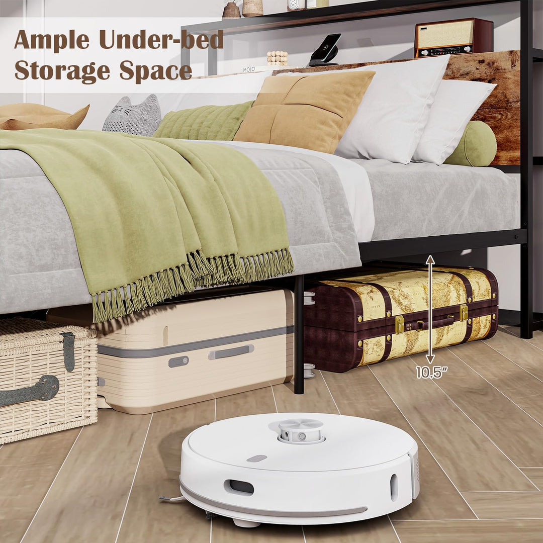 Giantex Queen/Full Size Bed Frame with 2-Tier Storage Headboard