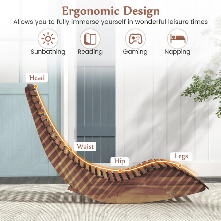 Giantex Outdoor Chaise Lounge Chair - Acacia Wood Outdoor Lounger, Patio Lounge Chair with Slatted Design