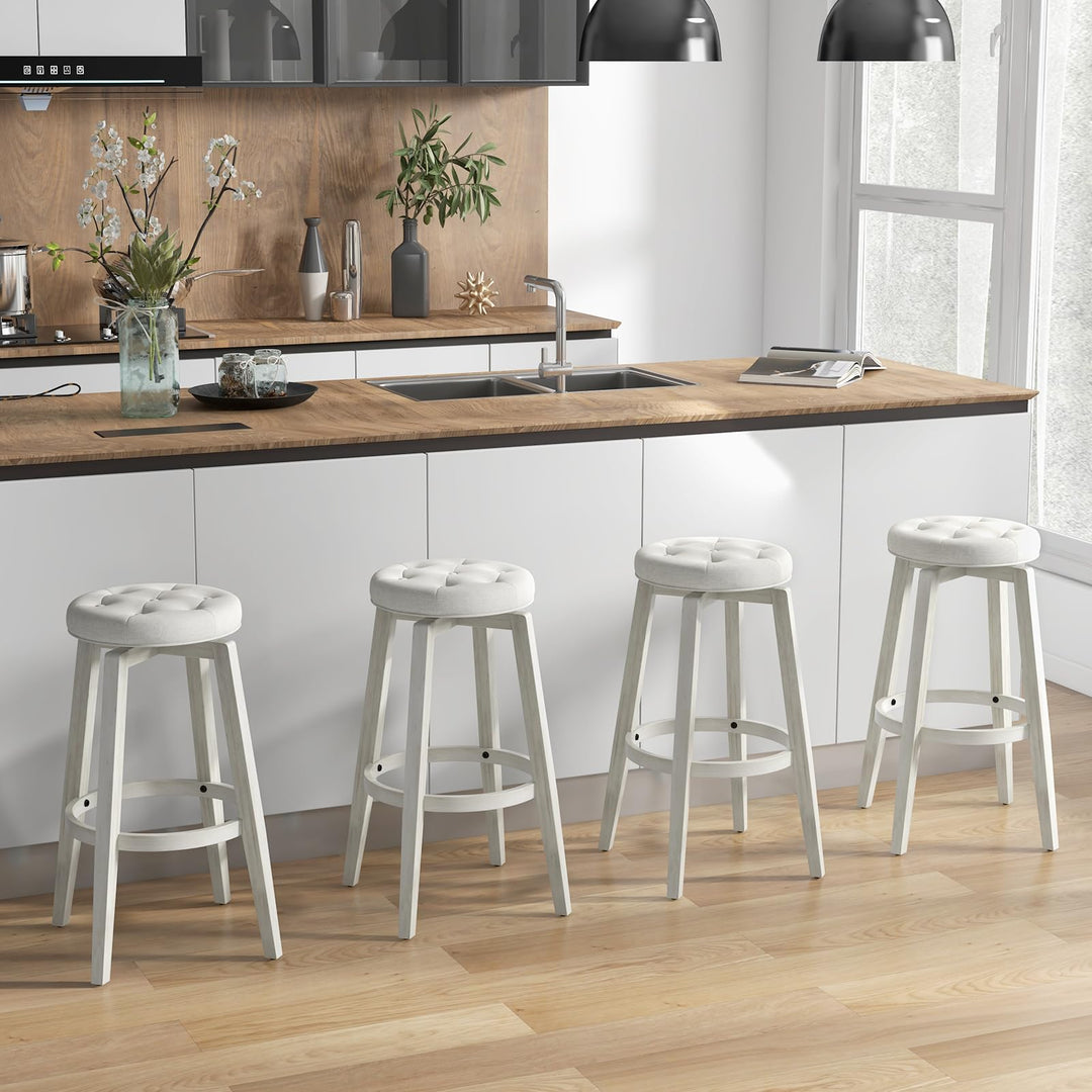 Giantex Swivel Bar Stools Set of 2, 30" Bar Height Stools w/Tufted Seat &amp; Rubber Wood Frame