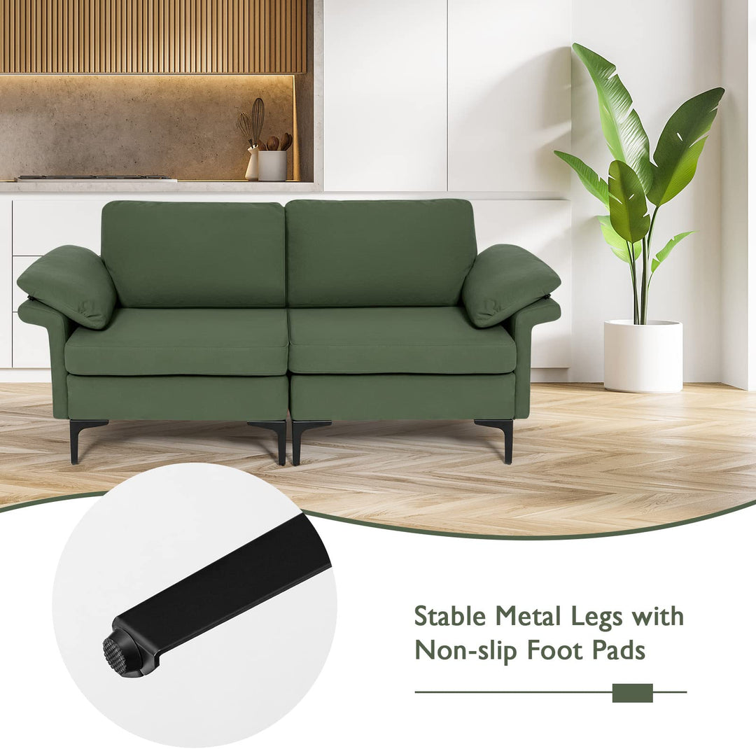 Giantex 72.5" L Loveseat, 2-Seat Sofa Couch with Removable Armrest Pillows