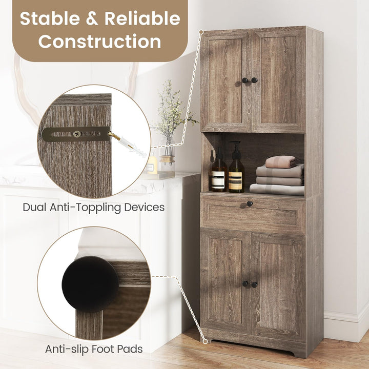 Giantex 67.5" Tall Floor Storage Cabinet w/4 Doors &amp; 1 Drawer