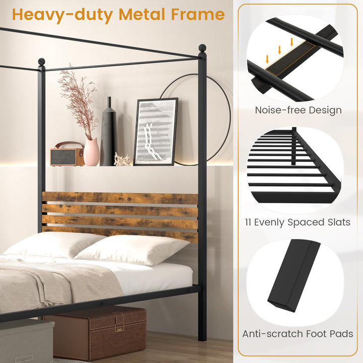 Giantex Queen/Full/Twin Size Metal Canopy Bed Frame