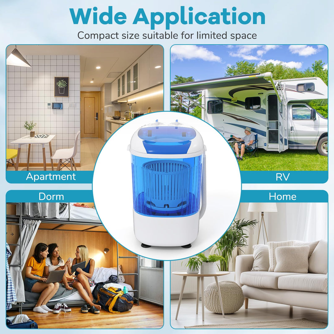 Portable Mini Semi-automatic Washing Machine with Spin Tub and Drain Hose 2.5 kg Capacity