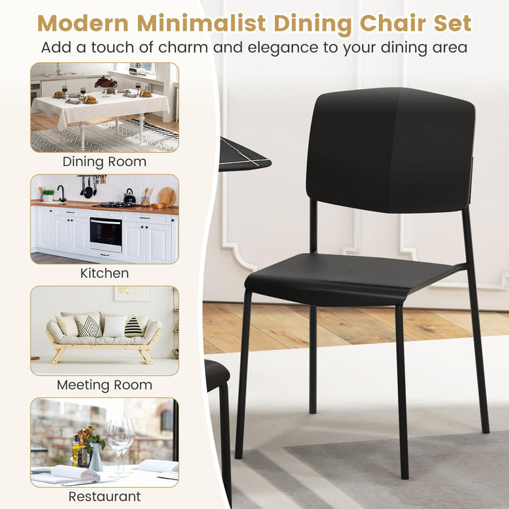 Giantex Stackable Dining Chairs Set, Modern Kitchen Chairs w/Metal Legs &amp; Curved Back, Load up to 350 LBS