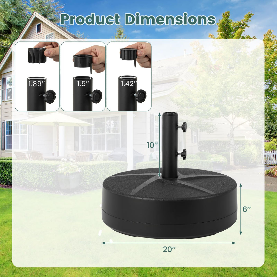 Giantex  88 lbs Fillable Umbrella Stand with 2 Adjustable Knobs &amp; 3 Adapters