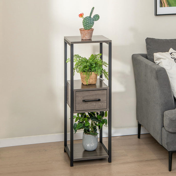 Giantex 3 Tier Tall Plant Stand Indoor, 36 Inch Corner Plant Holder with Drawer &amp; Metal Frame