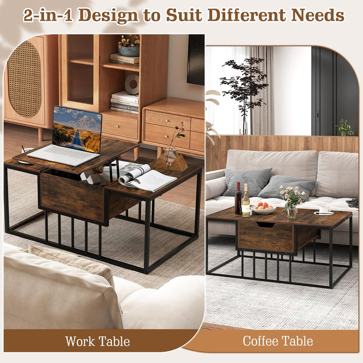 Giantex Modern Center Table with Hidden Storage Compartment