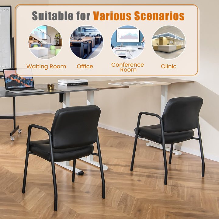 Giantex Waiting Room Chair Set - Upholstered Reception Chairs with Mixed PU Leather