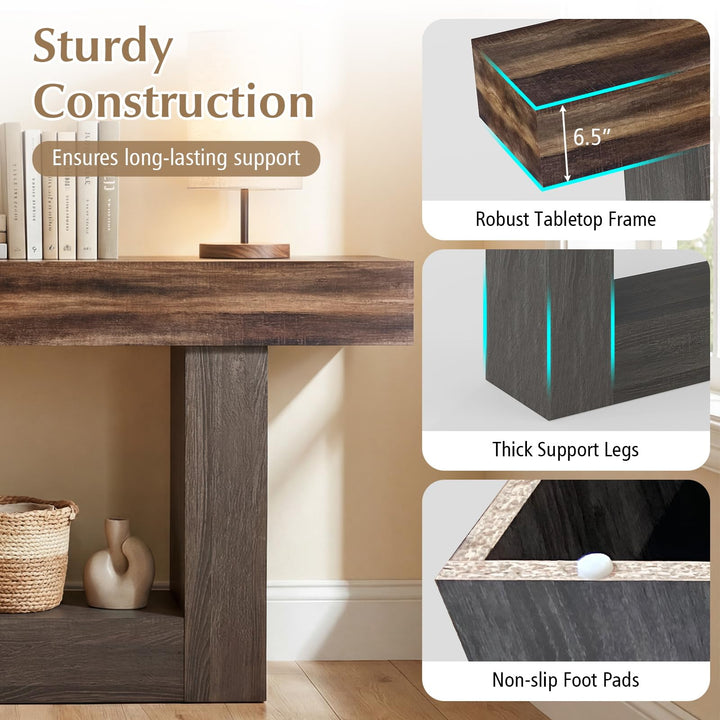 Giantex 63" Farmhouse Console Table | 2-Tier Narrow Entryway Table with Storage Shelf