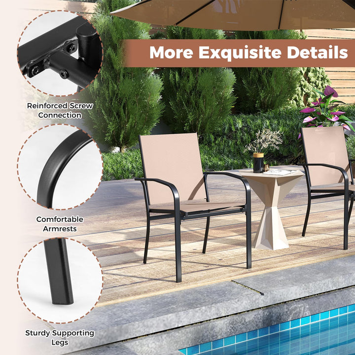 Giantex Stackable Patio Chairs with Breathable Backrest &amp; Wide Seat