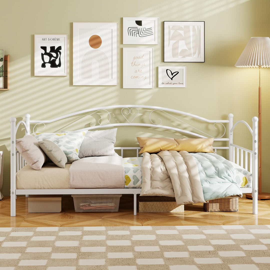 Giantex Modern Sofa Day Bed with Stylish Headboard &amp; 12 Metal Slats Support