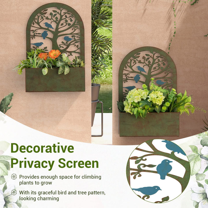 Giantex Raised Garden Bed Set of 2 - Wall-Mounted &amp; Freestanding Decorative Planter Boxes with Trellises