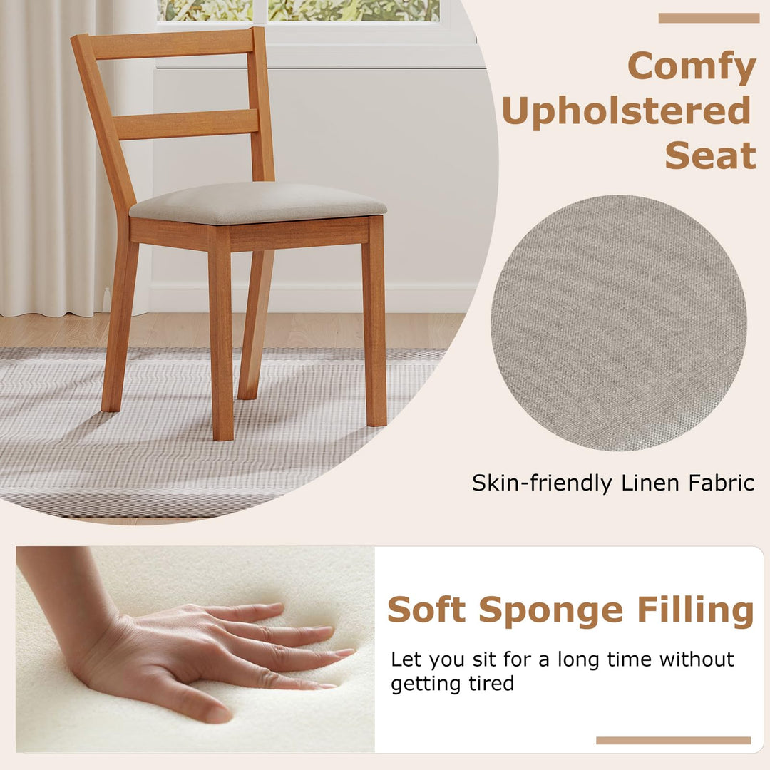 Giantex Wooden Dining Chairs Set of 2/4 Farmhouse Upholstered Kitchen Chairs with Rubber Wood Legs &amp; Fabric Padded Seat