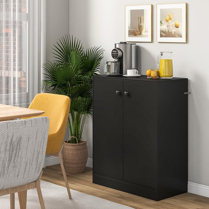 Giantex 2 Door Storage Base Cabinet - Freestanding Floor Cabinet with 3-Tier Shelf