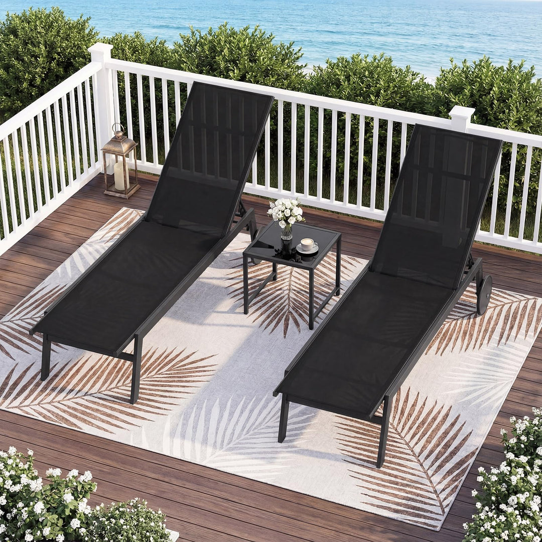 Giantex Patio Chaise Lounge Chair with Wheels and 6-Level Adjustable Backrest (1/2)