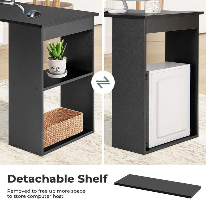 Giantex 48 Inch Computer Desk with Bookshelf, 3-in-1 Home Office Desk with 4-Tier Bookcase &amp; CPU Stand