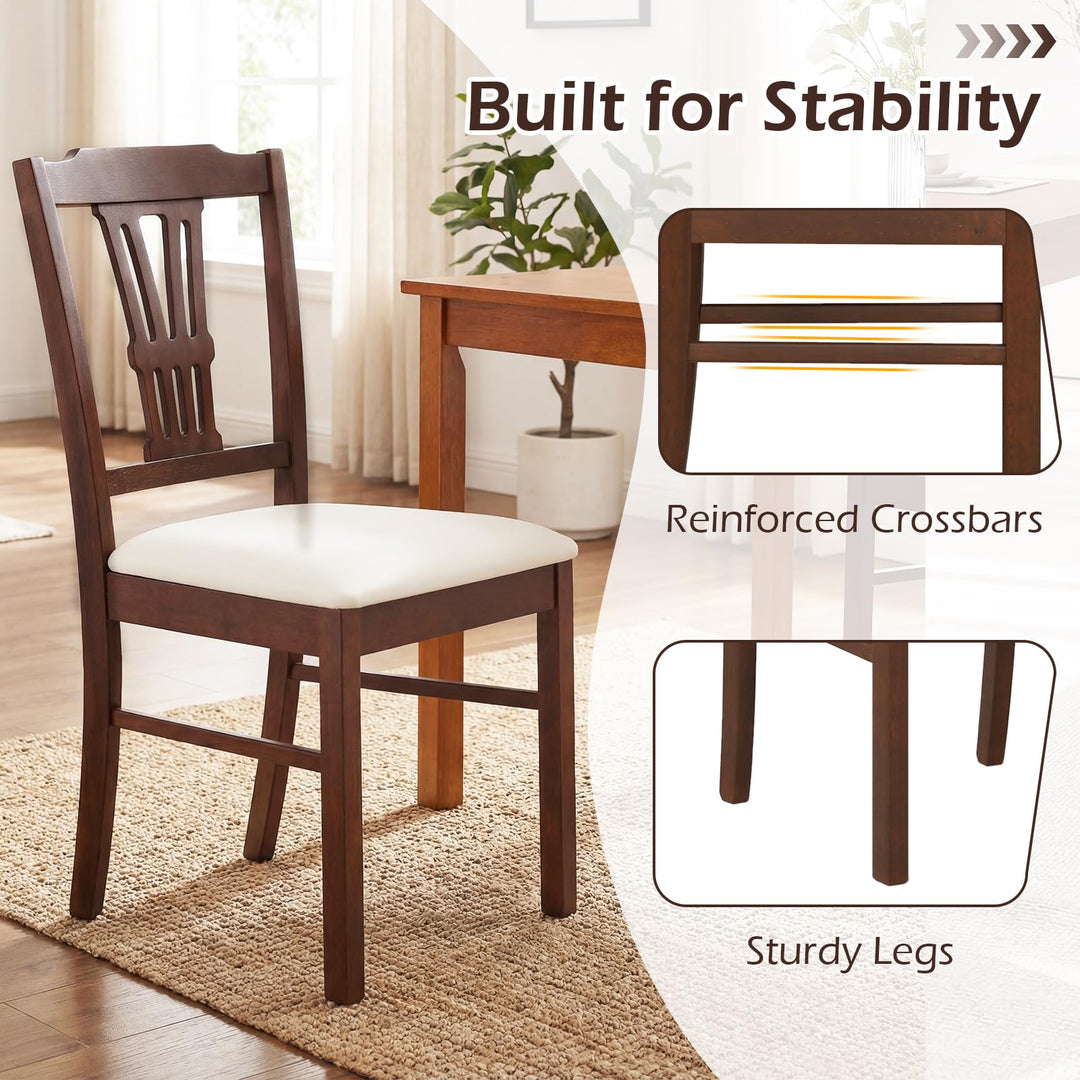 Giantex Wooden Dining Chairs Set of 2/4 Upholstered Kitchen Chairs