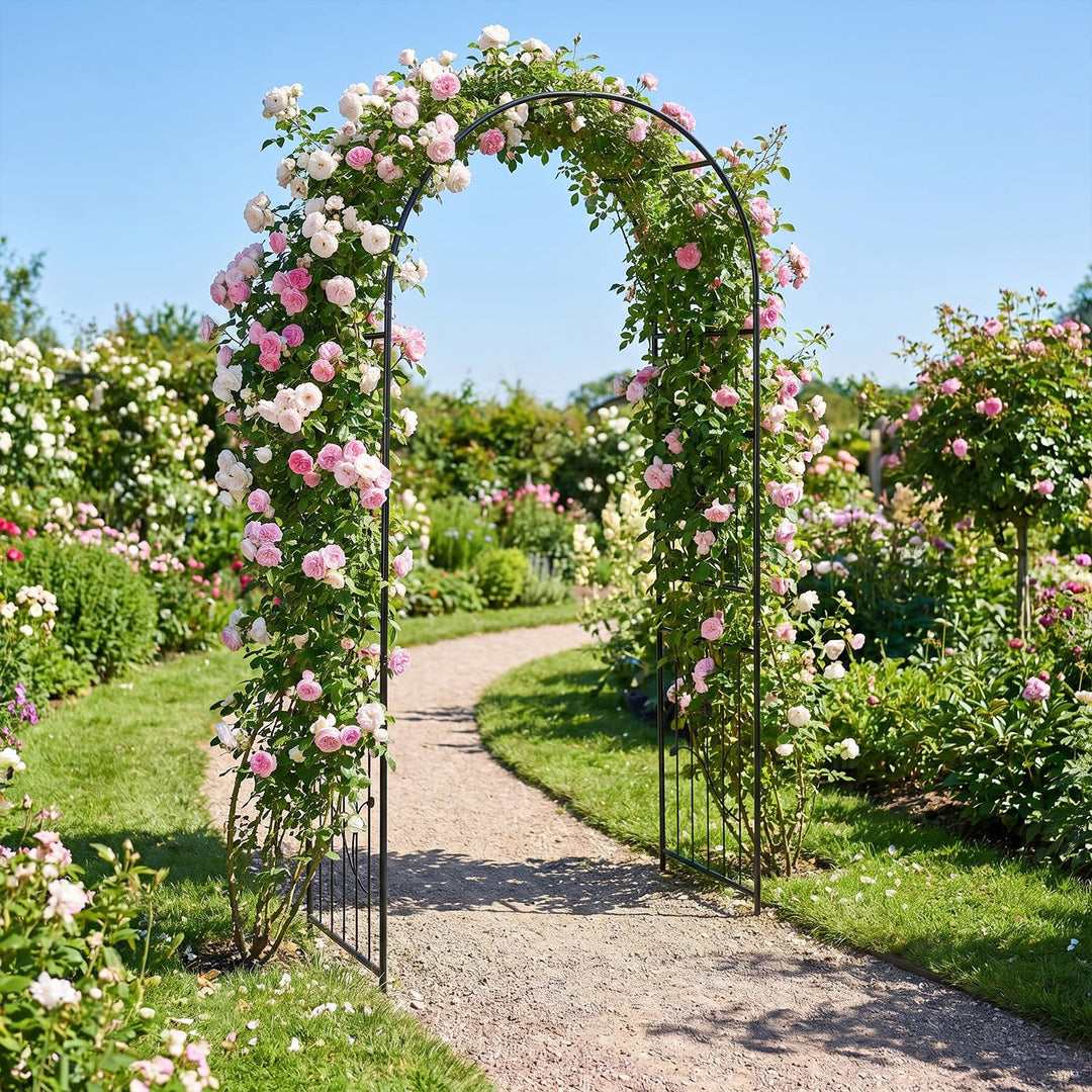 Giantex 87" Decorative Metal Garden Arbor Arch Trellis for Climbing Plants