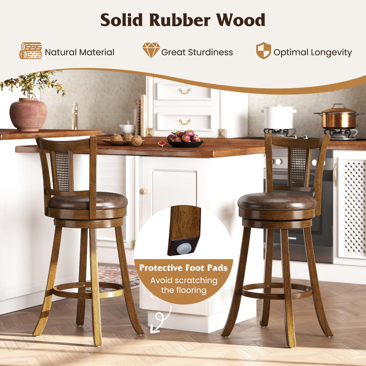 Giantex 30" Upholstered Leathaire Farmhouse Barstools for Kitchen Island Dining Room Pub