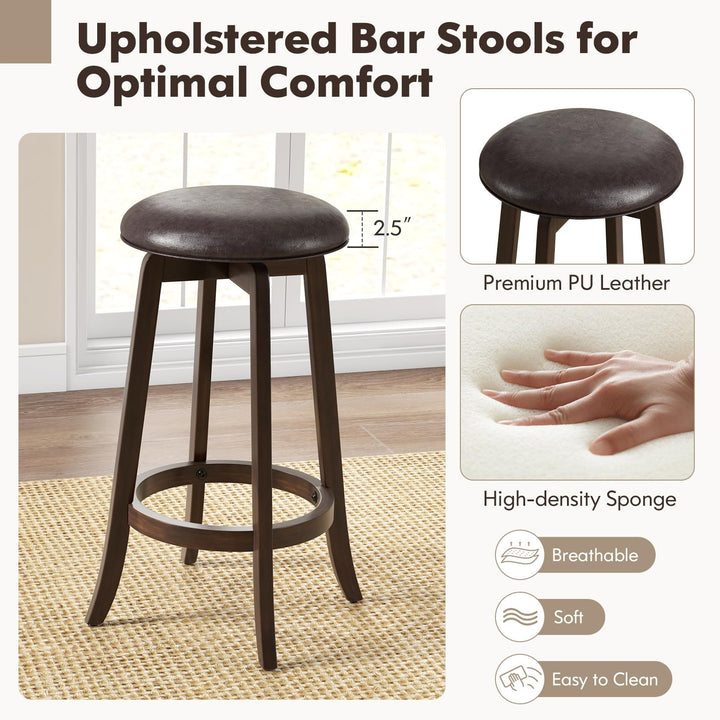 Giantex Bar Stools Set， 29"/ 24"  Bar Height Bar Stools w/ 360° Swivel Round Seat &amp; Footrest