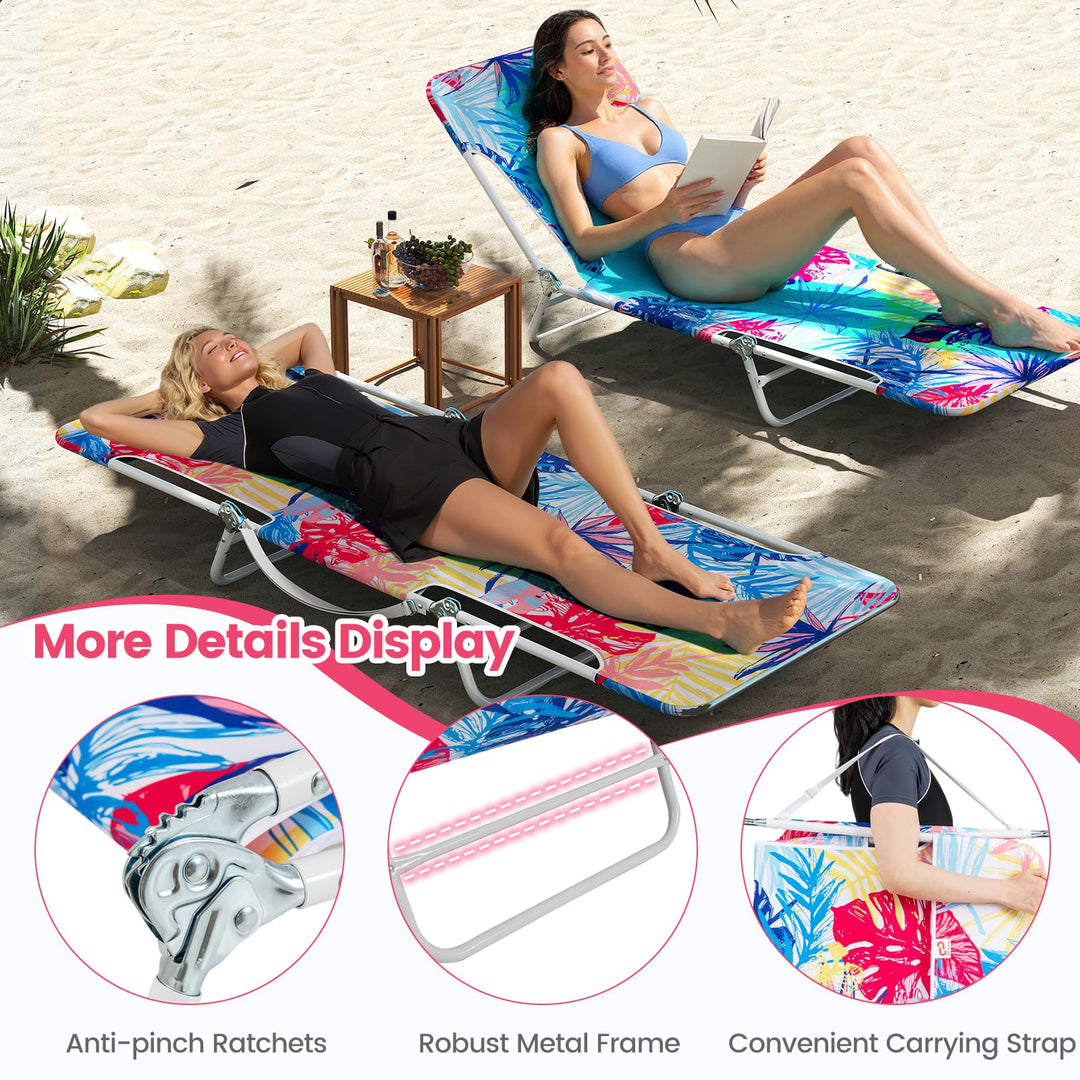 Giantex Patio Lounge Chair with 5-Position Carry Strap &amp; Metal Frame
