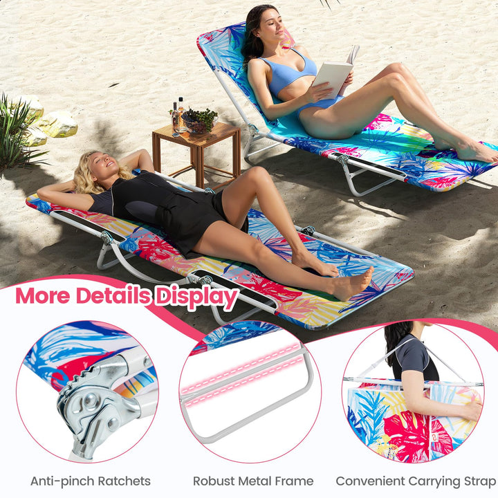 Giantex Patio Lounge Chair with 5-Position Carry Strap &amp; Metal Frame