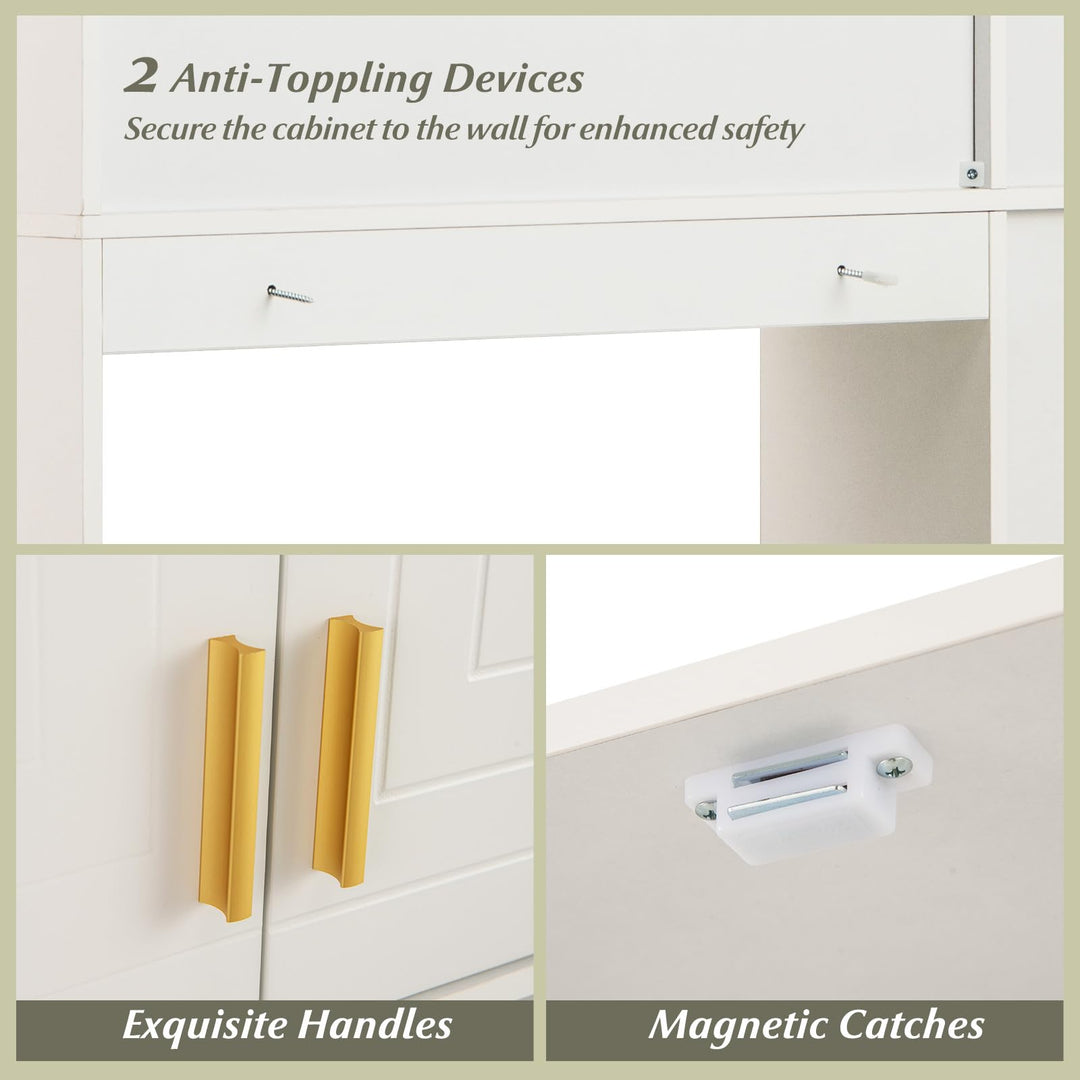 Giantex Over The Toilet Storage Cabinet with LED Light Doors Toilet Paper Holder