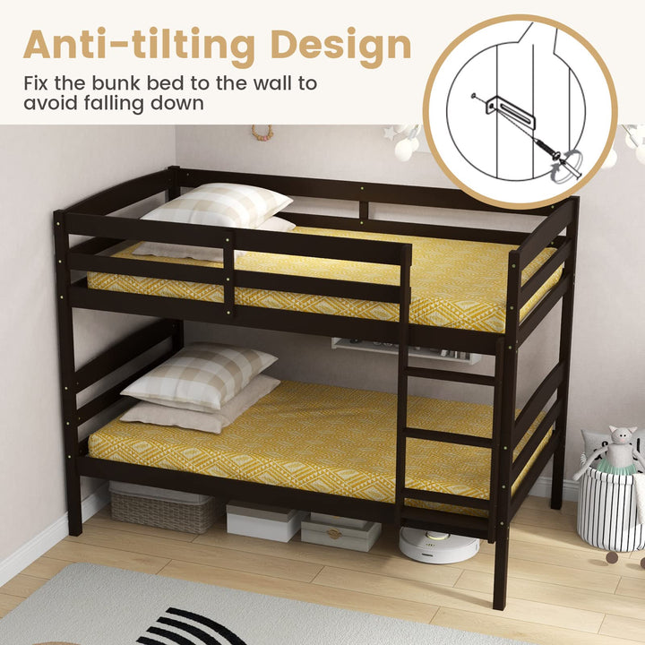 Giantex Bunk Bed, Solid Wood Detachable Bed Frame with High Guardrails &amp; Integrated Ladder