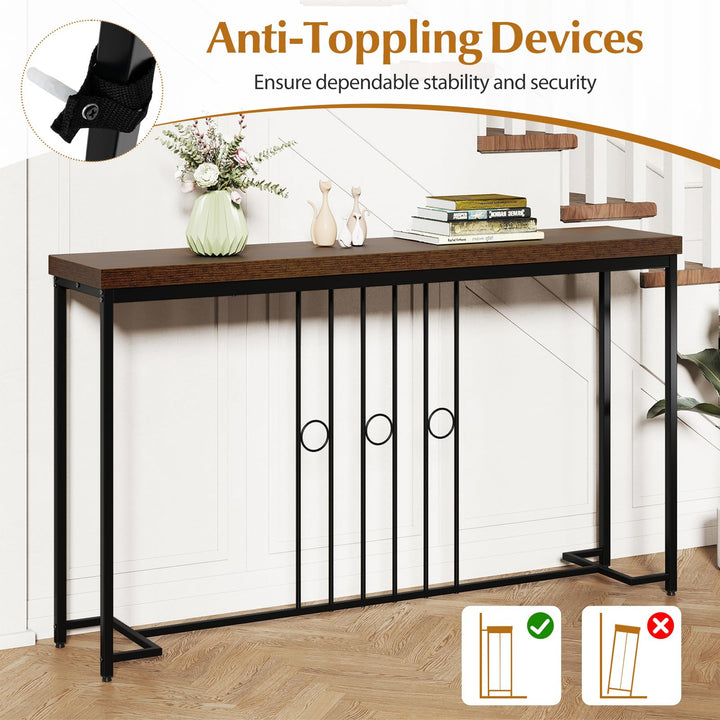 Giantex 55" Narrow Entryway Table with H-Shaped Base &amp; Spacious Tabletop