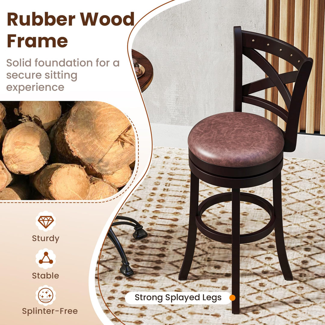 Giantex 30" Swivel Bar Stools with Footrest &amp; Rubber Wood Frame