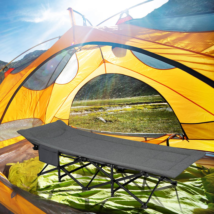 Giantex Folding Camping Cot for Adults - Sleeping Cot Bed with Carry Bag, Cushion &amp; Headrest, 10 Foots
