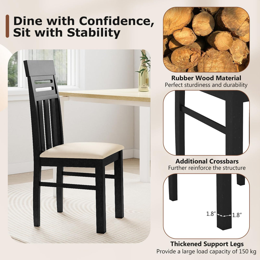 Giantex High Back Dining Room Chairs with Padded Seat &amp; Rubber Wood Frame