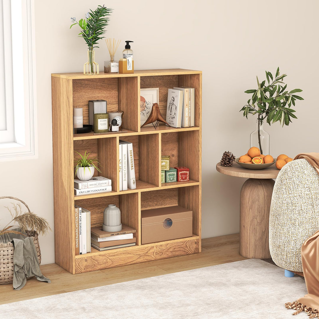 Giantex 7 Cube Bookcase 4-Tier Freestanding Bookshelf w/ 7 Open Compartments