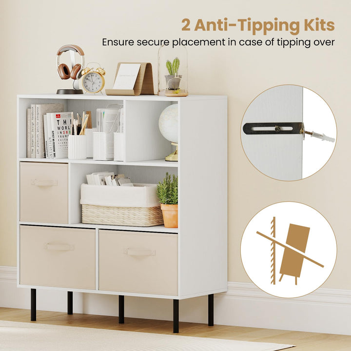 Giantex 6-Cube Bookshelf 3-Tier White Bookcase