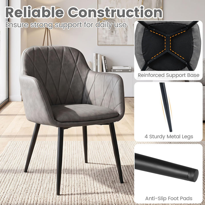 Giantex Dining Chairs Set with Curved Back &amp; Wide Seat