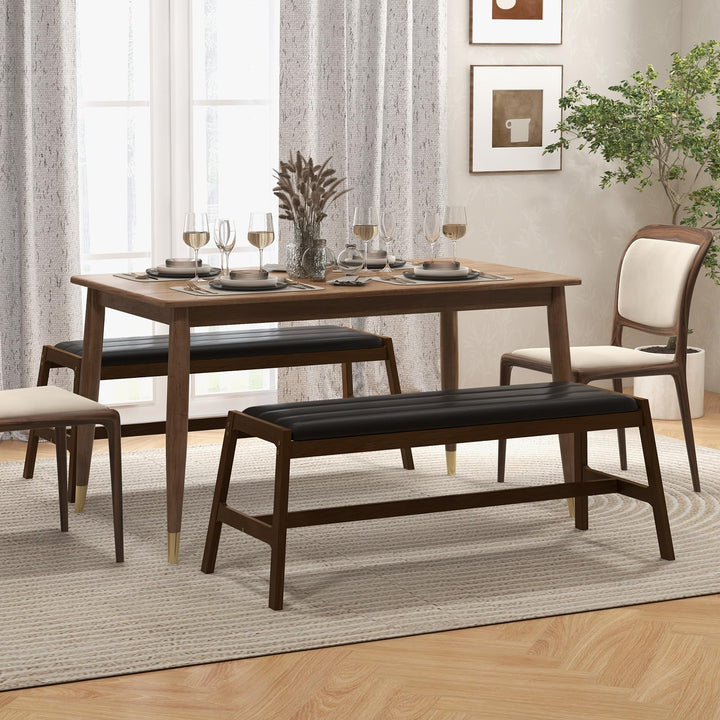 Giantex Upholstered Wood Dining Bench, 50" Entryway Bench w/Padded Seat &amp; Solid Rubber Wood Frame