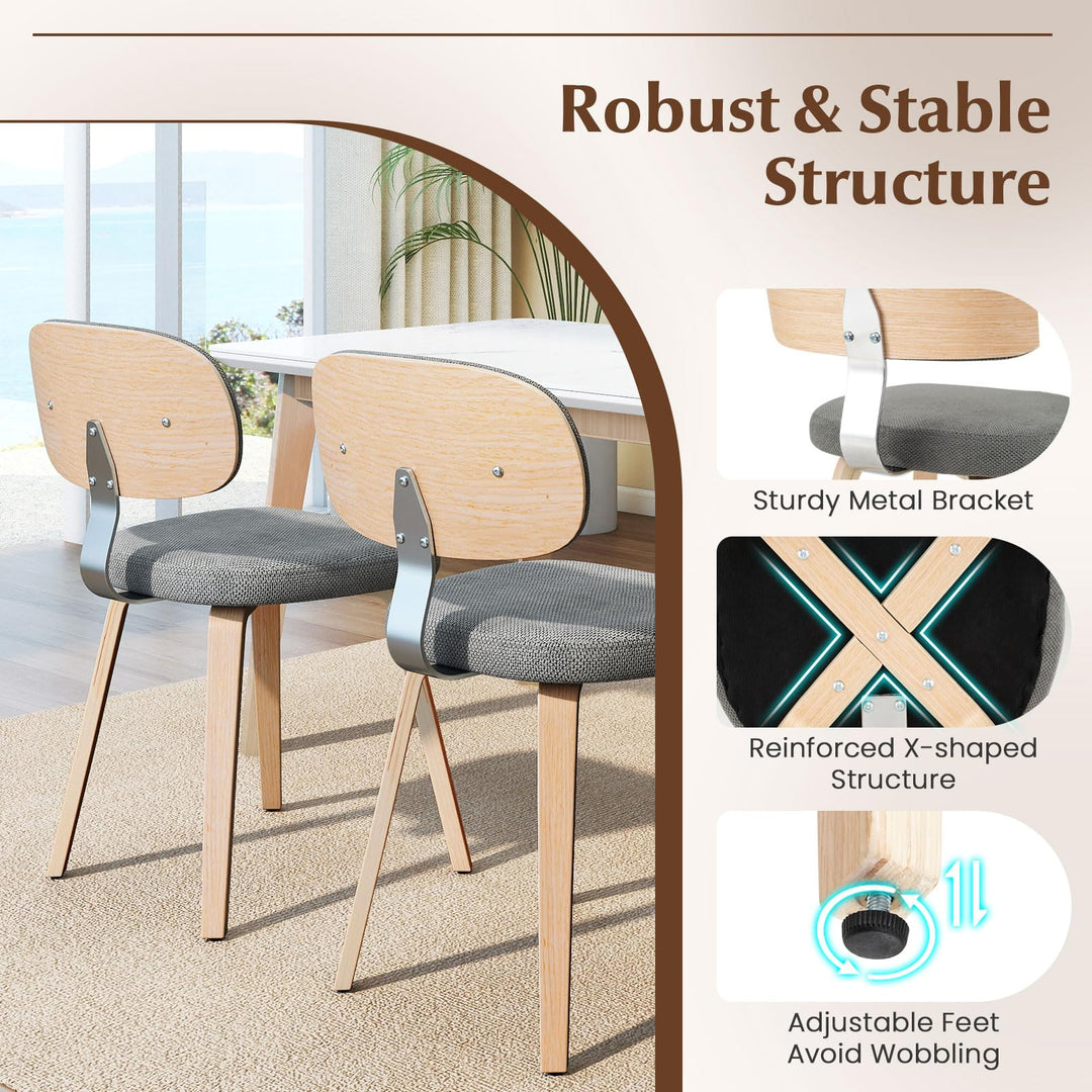 Giantex Wooden Dining Chairs Set of 2/4 Fabric Upholstered Kitchen Chairs