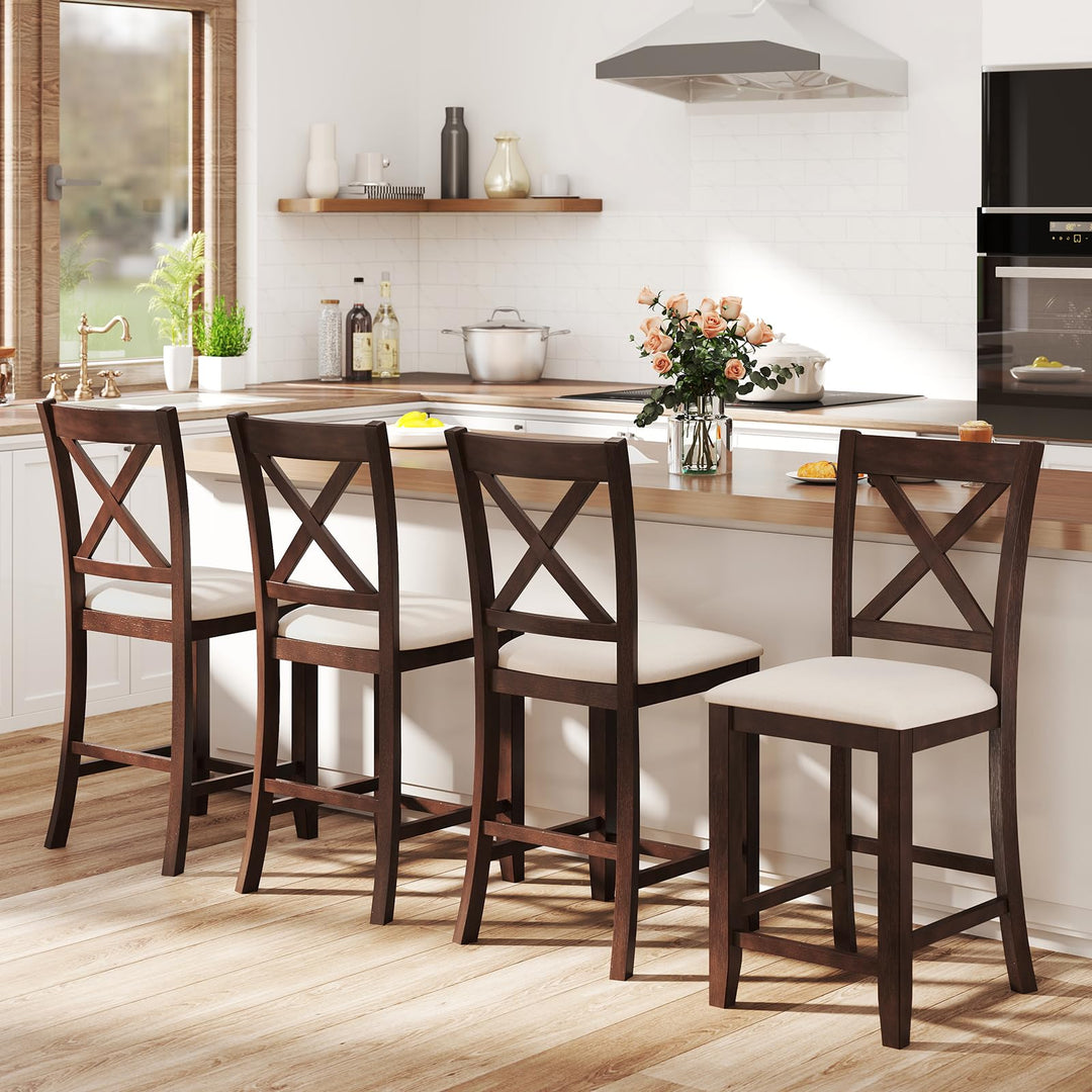 Giantex Farmhouse Counter Height Bar Stools with Footrest (2/4)