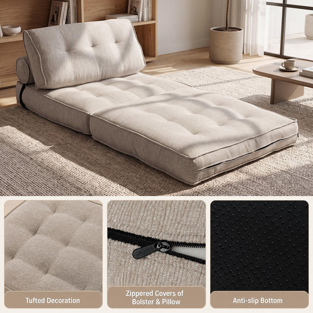 Giantex 3-in-1 Folding Sofa Bed with Bolster &amp; Pillow