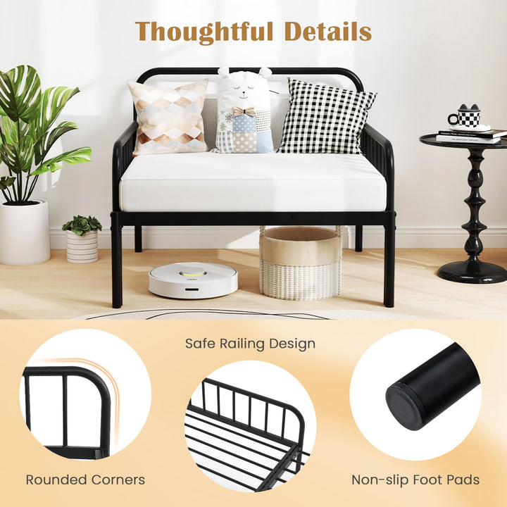 Giantex Metal Twin Bed Frame, Convertible Sofa Bed with Headboard &amp; Armrests, Pull-Out Sleeper Chair Bed