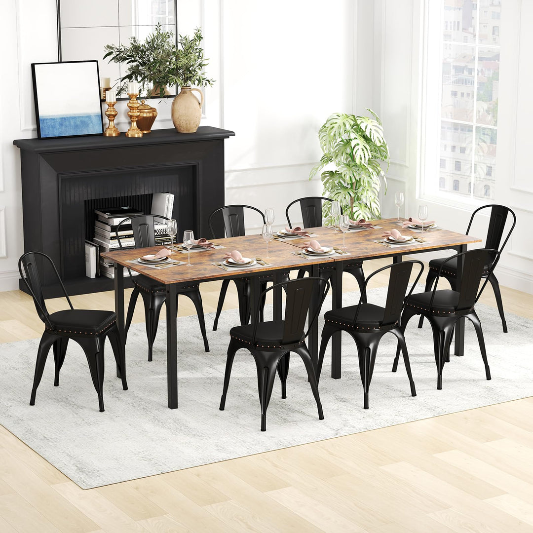 Giantex Metal Dining Chairs Set of 4 with Detachable Backrest &amp; PU Leather Padded Seat