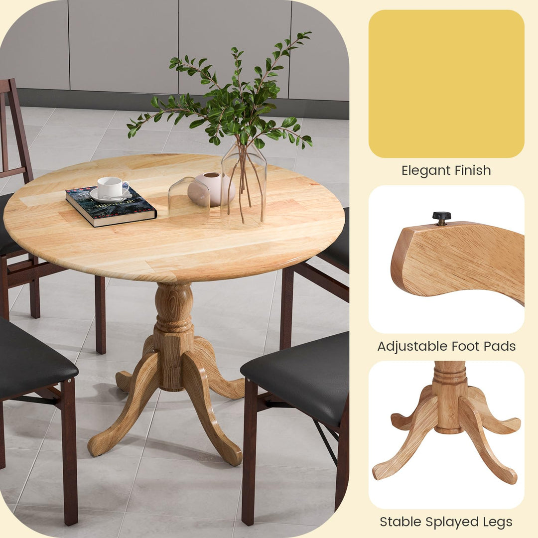 Giantex Wooden Dining Table, Dining Table with 40" D Round Tabletop &amp; Curved Trestle Legs