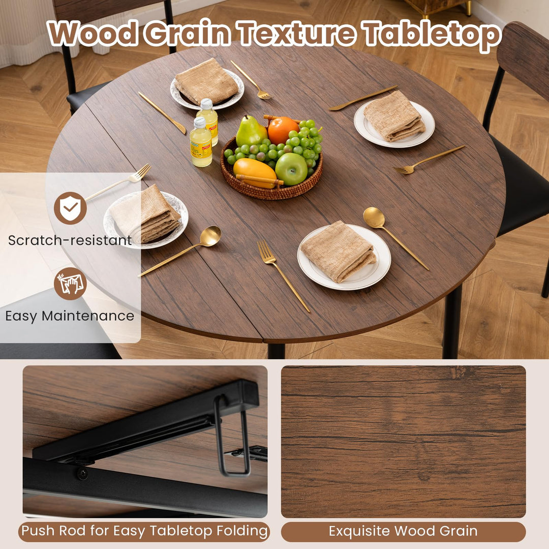 Giantex 5-Piece Dining Table Set for 4 | Space Saving Farmhouse Dinette Set for Dinette Dinner