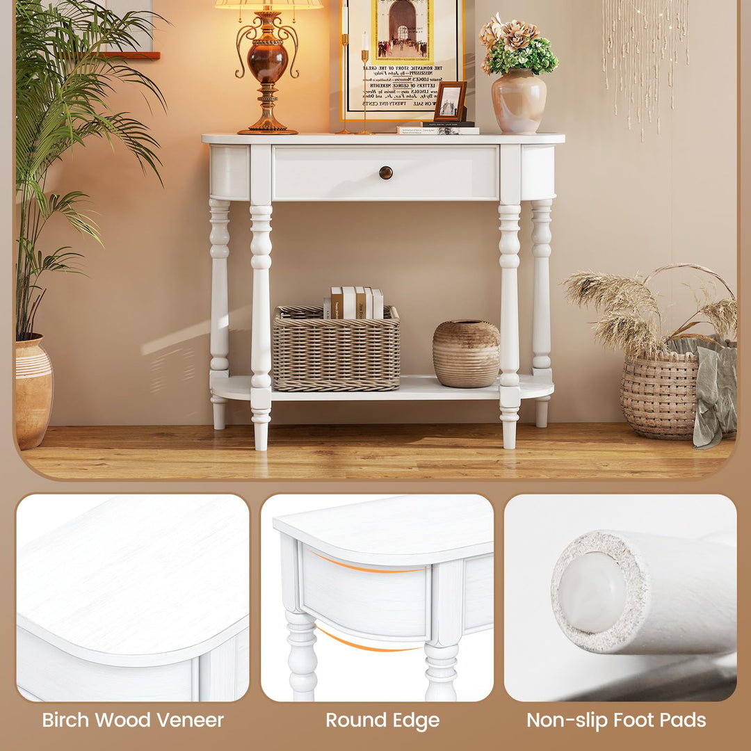 Giantex 36" Wooden Entryway Table with Storage Drawer &amp; Open Shelf
