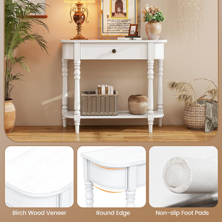 Giantex 36" Wooden Entryway Table with Storage Drawer &amp; Open Shelf