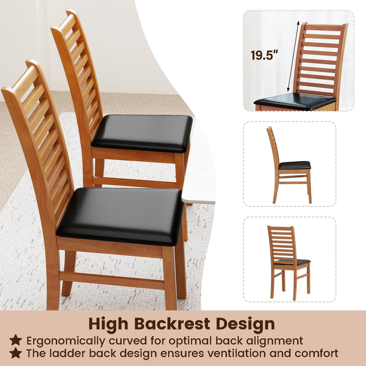 Giantex Wooden Dining Chairs Set PU Leather Upholstered Kitchen Armless Chairs w/Rubber Wood Legs